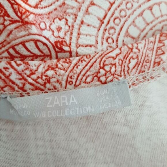 ZARA Floral Mandala Tank Top Lace Inserts Ruffle Detail Crewneck Sz S - Picture 9 of 9